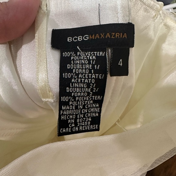 BCBG Max Azria Strapless Evening Off White Maxi Tiered dress Casual Wedding 4 - Picture 7 of 8